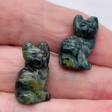 Load image into Gallery viewer, Adorable! 2 Kambaba Jasper Sitting Cat Beads