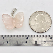 Load image into Gallery viewer, Flutter Carved Rose Quartz Butterfly and Sterling Silver Pendant 509256RQS - PremiumBead Alternate Image 5