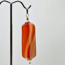 Load image into Gallery viewer, Red Orange Sardonyx Pendant with Sterling Silver Accent Bead | 2 1/4" Long |