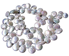 Load image into Gallery viewer, Vibrant White top Drilled Freshwater Coin Briolette Pearl Strand 108320
