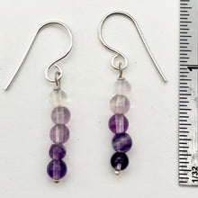 Load image into Gallery viewer, Enchanting Fluorite 4mm Bead Dangle Silver Earrings! | 1 3/8" Long |