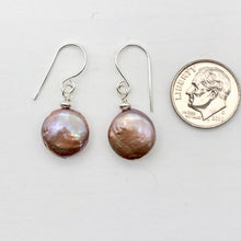 Load image into Gallery viewer, Pearl Dangle Sterling Silver Earrings | 1 1/4" Long | Golden Rose |