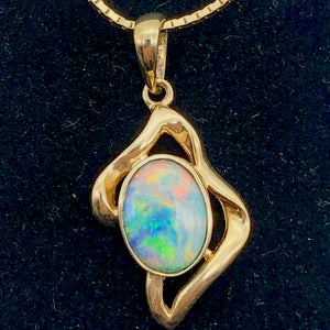 Red and Green Fine Opal Fire Flash 14K Gold Pendant - PremiumBead Alternate Image 5