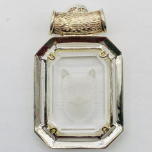 Load image into Gallery viewer, Lapis and Cat Etched Quartz Sterling Silver Pendant | 1 3/4" Long | Blue/Clear |