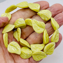 Load image into Gallery viewer, Hand Carved Jade Leaf Bead 16 inch Strand 110166