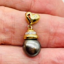 Load image into Gallery viewer, South Sea Pearl 14K Gold Drop Pendant | 1" Long | Gray | 1 Pendant |
