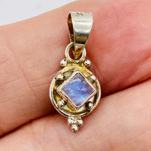 Load image into Gallery viewer, Moonstone Sterling Silver 5x5mm Square | 1" Long | Blue White | 1 Pendant |