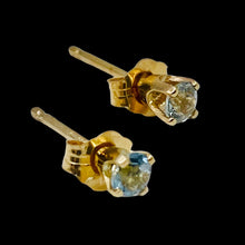 Load image into Gallery viewer, Aquamarine 14K Gold 3mm Round Post Earrings | 3mm | Aqua | 1 Pair |