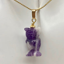 Load image into Gallery viewer, Amethyst Hand Carved Hooting Owl & 14Kgf Gold Filled 1 3/8" Long Pendant 509297AMG - PremiumBead Alternate Image 5
