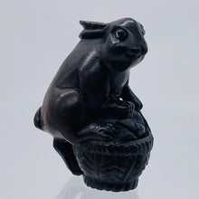 Load image into Gallery viewer, Bunny Rabbit In A Basket Teak Ojime Netsuke Bead | 27x19x15mm | Brown