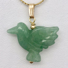 Load image into Gallery viewer, Aventurine Dove Bird Pendant Necklace|Semi Precious Stone Jewelry | 14K gf | - PremiumBead Primary Image 1