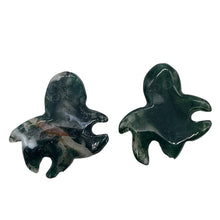 Load image into Gallery viewer, Adorable 2 Natural Carved Moss Agate Octopus Beads | 25x18x5.5mm | Green