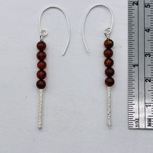 Load image into Gallery viewer, Amber 5 Beads Sterling Silver Drop/Dangle Earrings | 1 3/4" Long | Red |