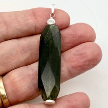 Load image into Gallery viewer, Green Isles Jade Faceted Art Cut Sterling Silver Pendant | 2 1/2 Inch Long |