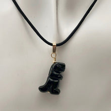 Load image into Gallery viewer, Black Obsidian T- Rex Pendant Necklace|Semi Precious Jewelry| 14k gf Pendant | - PremiumBead Alternate Image 5