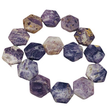 Load image into Gallery viewer, Purple Flower Sodalite 26x24mm Hexagon Pendant Bead Strand 108423