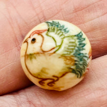 Load image into Gallery viewer, 1 Scrimshaw Firebird Waterbuffalo Bone 14mm Phoenix Bead 10522