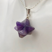 Load image into Gallery viewer, Kabbalah Carved Amethyst Merkaba Star and Sterling Silver Pendant 509288AMS - PremiumBead Primary Image 1
