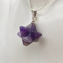 Load image into Gallery viewer, Kabbalah Carved Amethyst Merkaba Star and Sterling Silver Pendant 509288AMS - PremiumBead Primary Image 1