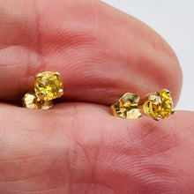Load image into Gallery viewer, Citrine 14K Yellow Gold Stud Round Earrings | 4mm | Yellow | 1 Pair |