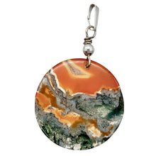 Load image into Gallery viewer, Limbcast Moss Agate Sterling Silver Pendant | 28x2mm| Orange/Green | 1 3/4" Long