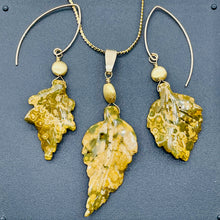 Load image into Gallery viewer, Jasper 14K Gold Filled Set Leaf | 2 1/2" Long | Tan | 1 Earrings and Pendant |