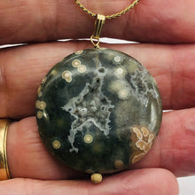 Load image into Gallery viewer, Ocean Jasper with Druzy Pocket 14K Gold Filled Pendant | 1 3/4" Long | Green |