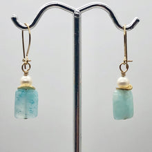 Load image into Gallery viewer, Hemimorphite and Pearl 14K Gold Filled Drop/Dangle Earrings| 1 1/4" Long | Blue|