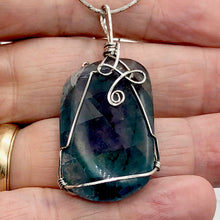 Load image into Gallery viewer, Blue Fluorite Wire Wrap Sterling Silver Drop Pendant| 2" Long | Blue | 1 Pendant