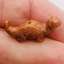 Load image into Gallery viewer, Dinosaur Carved Goldstone Diplodocus Figurine | 25x11.5x7.5mm | Gold sparkle Red