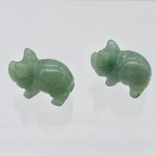 Load image into Gallery viewer, Oink 2 Carved Aventurine Pig Beads | 21x13x9.5mm | Green - PremiumBead Primary Image 1