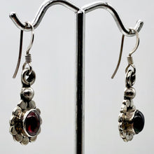 Load image into Gallery viewer, Garnet Sterling Silver Drop Earrings |1 1/4" Long | Red |