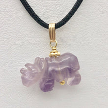 Load image into Gallery viewer, Hand Carved Rhino Amethyst Rhinoceros and 14k Gold Filled Pendant 509275AMLG - PremiumBead Alternate Image 11
