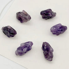 Load image into Gallery viewer, Hoppity 2 Carved Amethyst Bunny Rabbit Beads | 22x12x10m | Purple