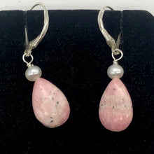 Load image into Gallery viewer, Teardrop Rhodochrosite and Pearl Drop Sterling Silver Earrings | 1 1/2" Long | - PremiumBead Alternate Image 2