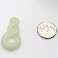 Load image into Gallery viewer, Hand Carved Natural Serpentine Infinity Pendant with Simple Black Cord 10821M | 45x22.5x5.5mm | Light Green - PremiumBead Alternate Image 3