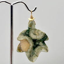 Load image into Gallery viewer, Ryolite RainForest Jasper Leaf 14K Gold Filled| 1.75 |Green/White/Gold|1 Pendant