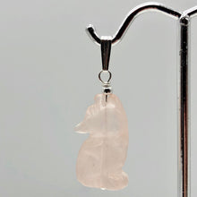 Load image into Gallery viewer, Rose Quartz Wolf Pendant Necklace| Semi Precious Stone Jewelry |Sterling Silver|