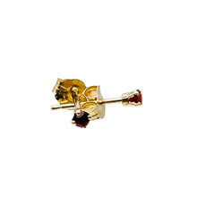 Load image into Gallery viewer, Garnet 14K Gold Post Faceted Round Cut Earrings | 2mm | Red | 1 Pair |