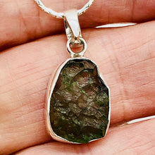 Load image into Gallery viewer, Moldavite Sterling Silver Pendant| 1 1/8" Long | Green | 1 Pendant |