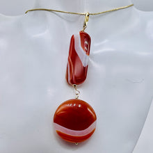 Load image into Gallery viewer, Sardonyx Large Round and Rectangle Pendant| 3 1/2" Long | Red/Orange/White |