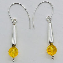 Load image into Gallery viewer, Amber Sterling Silver Bead Earrings | 1 1/2" Long | Yellow | 1 Pair |