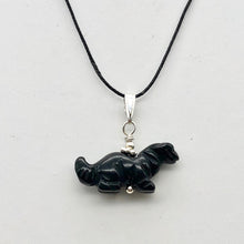 Load image into Gallery viewer, Obsidian Diplodocus Dinosaur with Sterling Silver Pendant 509259OBS | 25x11.5x7.5mm (Diplodocus), 5.5mm (Bail Opening), 7/8" (Long) | Black - PremiumBead Alternate Image 5