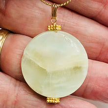 Load image into Gallery viewer, Hemimorphite 14K Gold Filled Disc Dangle Pendant | 1 3/4" Long | Aqua/Lemon |