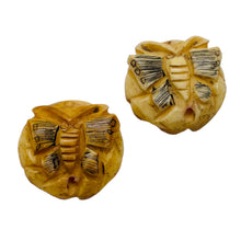 Load image into Gallery viewer, 2 Carved Butterfly/Rose Waterbuffalo Bone Beads 7553