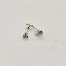 Load image into Gallery viewer, March Birthstone 3mm Created Aquamarine Sterling Silver Earrings - PremiumBead Alternate Image 2