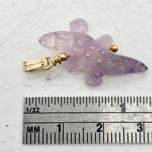 Load image into Gallery viewer, Carved Amethyst Alligator 14Kgf Pendant | 1 1/4 inch long | Purple |