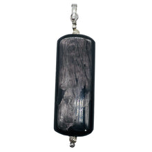 Load image into Gallery viewer, Hypersthene Sterling Silver Rectangular Pendant | 2" Long | Velvet Black | 1 |