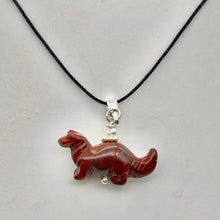 Load image into Gallery viewer, Brecciated Jasper Diplodocus Dinosaur with Silver Pendant 509259BJS | 25x11.5x7.5mm (Diplodocus), 5.5mm (Bail Opening), 7/8" (Long) | Red - PremiumBead Alternate Image 5