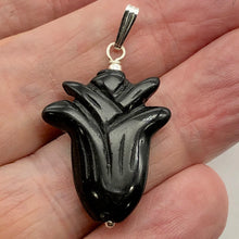 Load image into Gallery viewer, Obsidian Sterling Silver Rose Flower Pendant | 1 1/2" Long | Black | 1 Pendant |